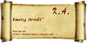 Kmety Arnó névjegykártya